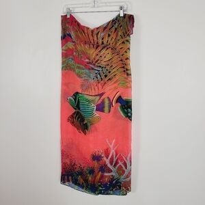 Tropical Scape‎ Semi Sheer Scarf Wrap Coverup